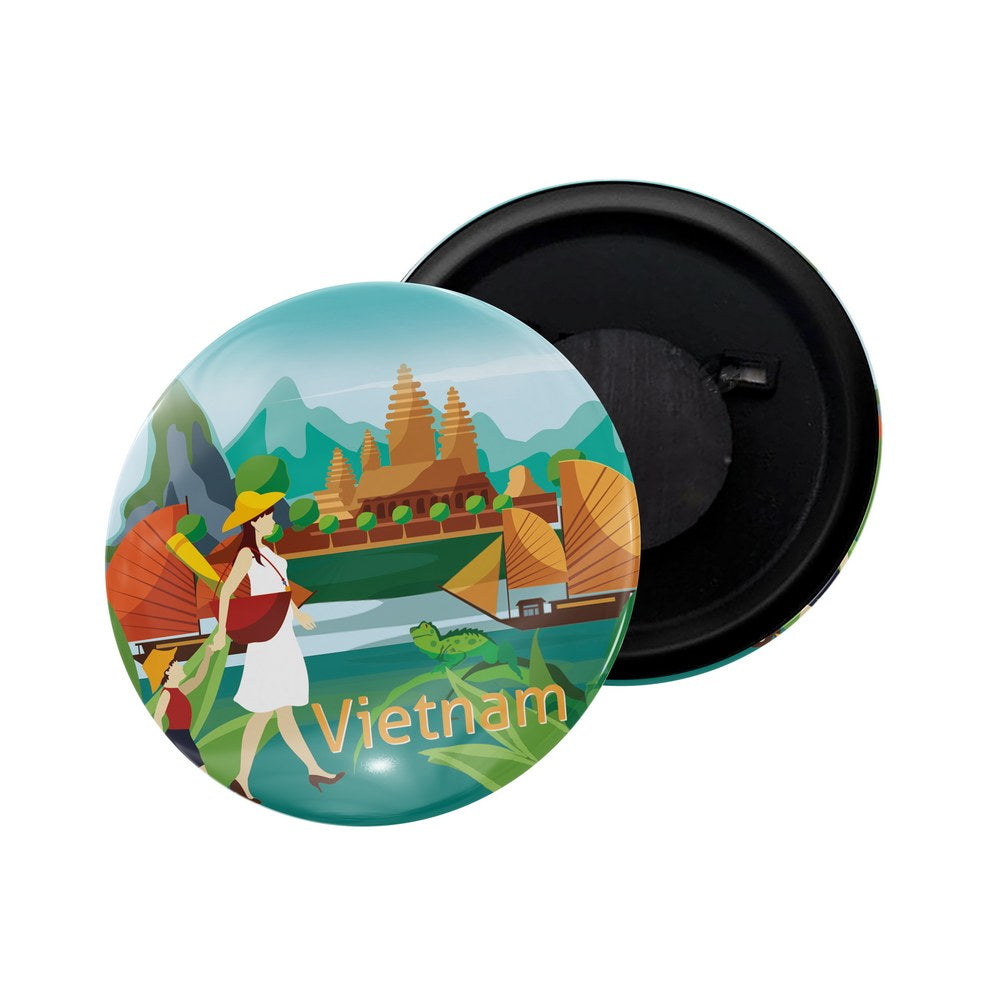 dhcrafts Fridge Magnet Multicolor Asia Vietnam Glossy Finish Design Pack of 1 (58mm)
